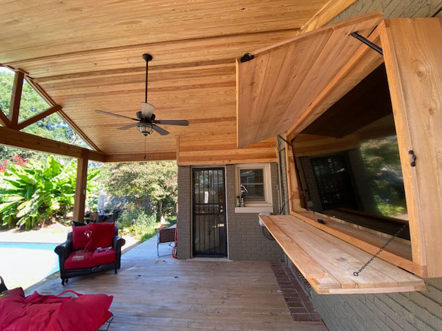 back porch build with bar